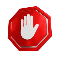 hand stop sign symbol icon 3d render design