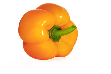 orange bell pepper isolate. Pepper on a white background. Raw orange pepper on a white background