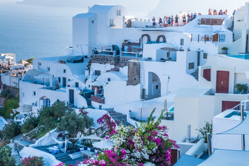 Fototapeta premium Oia town with white buildings and blue domes