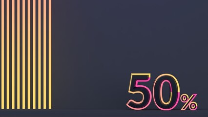Neon background with 3D number 50