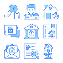 Real estate icons set, Premium quality. Simple thin line design. Modern symbols collection.