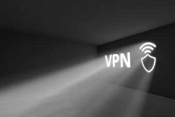 VPN rays volume light concept 3d illustration