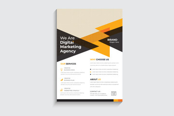 corporate flyer design template, multipole purpose flyer, with standard black & yellow color .eps