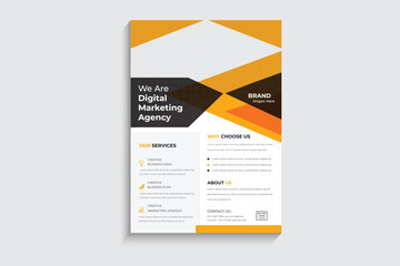 corporate flyer design template, multipole purpose flyer, with standard black & yellow color .eps