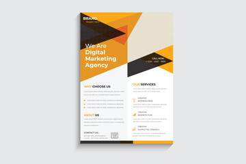 corporate flyer design template, multipole purpose flyer, with standard black & yellow color .eps