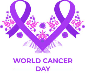 world cancer day purple ribbon