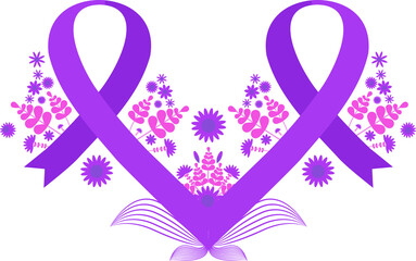 cancer purple ribbon design element
