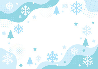 雪の結晶と幾何学図形の冬の背景フレーム