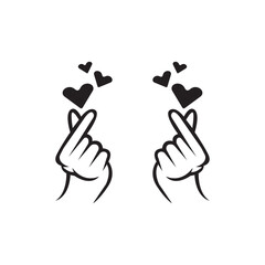 mini i love you hand ,korean heart finger i love you sign icon vector line art illustration sticker design social media