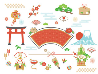 お正月用デザイン素材イラストセット