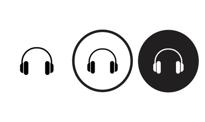 headphone earphone icon black outline for web site design and mobile dark mode apps 
Vector illustration on a white background