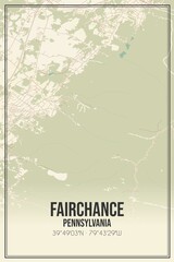 Retro US city map of Fairchance, Pennsylvania. Vintage street map.