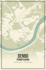 Retro US city map of Denbo, Pennsylvania. Vintage street map.