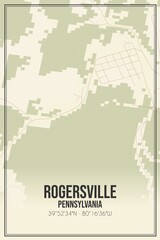 Obraz premium Retro US city map of Rogersville, Pennsylvania. Vintage street map.