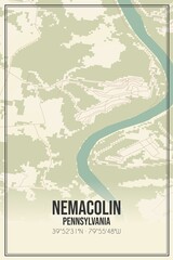 Retro US city map of Nemacolin, Pennsylvania. Vintage street map.