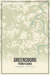 Retro US city map of Greensboro, Pennsylvania. Vintage street map.