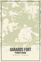 Retro US city map of Garards Fort, Pennsylvania. Vintage street map.