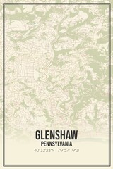 Retro US city map of Glenshaw, Pennsylvania. Vintage street map.