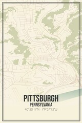 Fototapeta premium Retro US city map of Pittsburgh, Pennsylvania. Vintage street map.