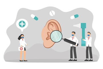 Doctors team doing treatment for deaf hear