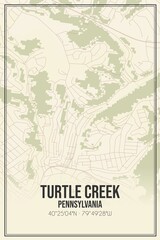 Retro US city map of Turtle Creek, Pennsylvania. Vintage street map.