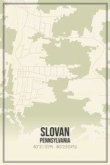 Retro US city map of Slovan, Pennsylvania. Vintage street map.