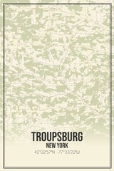 Retro US city map of Troupsburg, New York. Vintage street map.