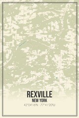Retro US city map of Rexville, New York. Vintage street map.