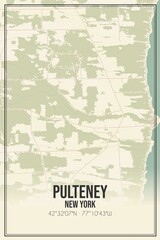Retro US city map of Pulteney, New York. Vintage street map.