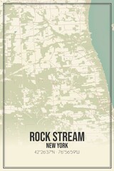 Retro US city map of Rock Stream, New York. Vintage street map.