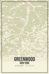 Retro US city map of Greenwood, New York. Vintage street map.