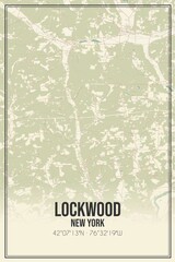 Retro US city map of Lockwood, New York. Vintage street map.