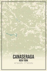 Retro US city map of Canaseraga, New York. Vintage street map.