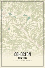 Retro US city map of Cohocton, New York. Vintage street map.