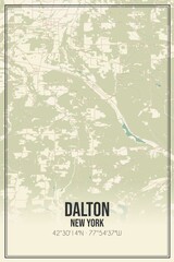 Retro US city map of Dalton, New York. Vintage street map.