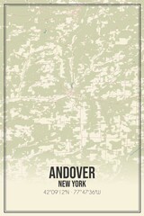 Retro US city map of Andover, New York. Vintage street map.