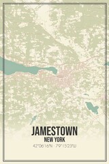 Retro US city map of Jamestown, New York. Vintage street map.