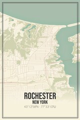 Retro US city map of Rochester, New York. Vintage street map.