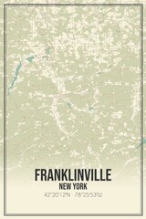 Retro US city map of Franklinville, New York. Vintage street map.