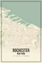 Fototapeta premium Retro US city map of Rochester, New York. Vintage street map.