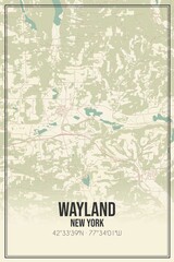 Retro US city map of Wayland, New York. Vintage street map.