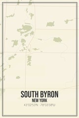 Retro US city map of South Byron, New York. Vintage street map.