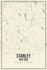 Retro US city map of Stanley, New York. Vintage street map.