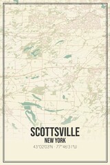 Retro US city map of Scottsville, New York. Vintage street map.