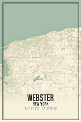 Retro US city map of Webster, New York. Vintage street map.