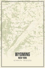Fototapeta premium Retro US city map of Wyoming, New York. Vintage street map.