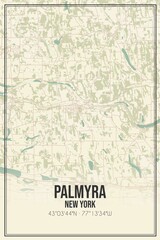 Retro US city map of Palmyra, New York. Vintage street map.