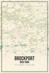 Retro US city map of Brockport, New York. Vintage street map.