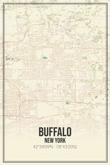 Fototapeta premium Retro US city map of Buffalo, New York. Vintage street map.