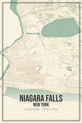 Retro US city map of Niagara Falls, New York. Vintage street map.